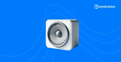 Teksto konvertavimas į balsą žingsnis po žingsnio vadovas su garsiakalbio piktograma, vaizduojančia procesą.