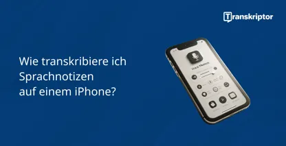 Bildschirm auf dem iPhone mit der Benutzeroberfläche der Sprachmemos-App zum Transkribieren von Audio in Text.