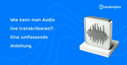Die Darstellung von Schallwellen auf einem Monitor stellt den Prozess der Live-Audio-Transkription dar, wie er in der Anleitung beschrieben wird.