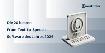 20 Top-Text-to-Speech-Anwendungen im Jahr 2026, dargestellt mit Mikrofon- und Tastaturgrafik.