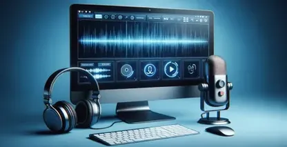 Screenshot of interview transcription software on iPhone with mic icon and transcribed text area.