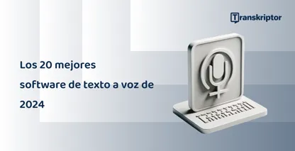 Las 20 mejores aplicaciones de conversión de texto a voz en 2026, representadas con un gráfico de micrófono y teclado.