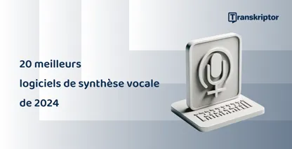 Les 20 meilleures applications de synthèse vocale en 2026, représentées par un graphique de microphone et de clavier.