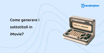 Una macchina da scrivere vintage per il generatore di sottotitoli che simboleggia il processo di creazione di sottotitoli in iMovie, migliorando l'accessibilità dei video.