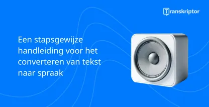 Stapsgewijze handleiding voor het converteren van tekst naar spraak met een luidsprekerpictogram dat het proces weergeeft.