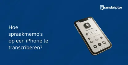 iPhone scherm met de interface van de app Spraakmemo's voor het transcriberen van audio naar tekst.