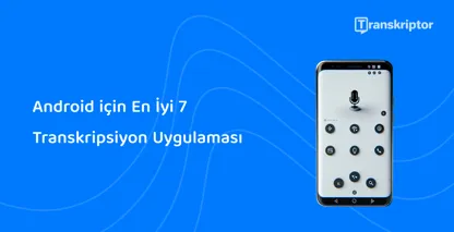 Android için en iyi transkripsiyon Android uygulamalarını simgeleyen, ses tanıma için mikrofon gösteren telefon.