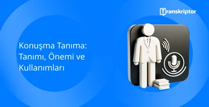 Ses işleme teknolojisi için mikrofon ve ses dalgaları ile bir figür gösteren konuşma tanıma.