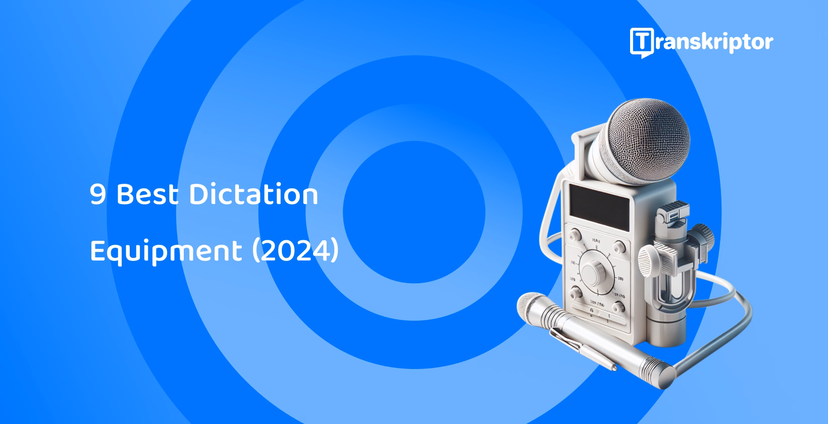 Top dictation equipment for 2024, featuring a professional microphone and recorder setup for clear audio capture.