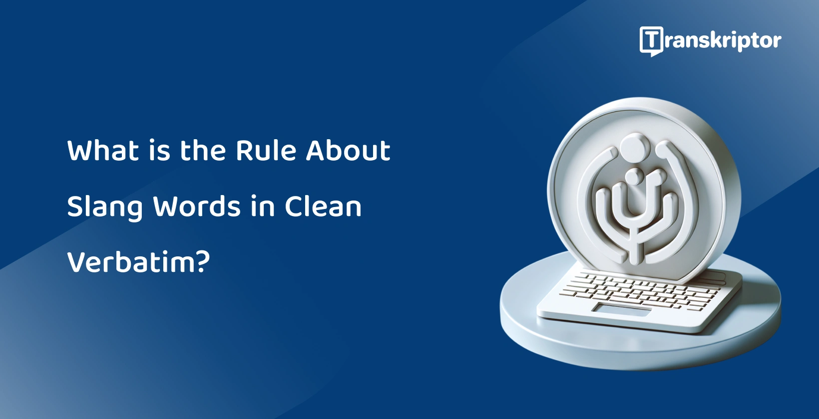 Podcast microphone icon on laptop, symbolizing the transcription rules for slang words in clean verbatim.