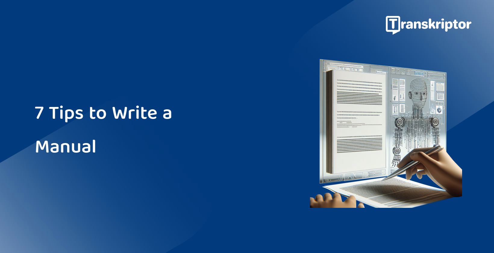 Enhance the writing documentation processes with a cyborg editorial assistant shown, symbolizing and innovation.