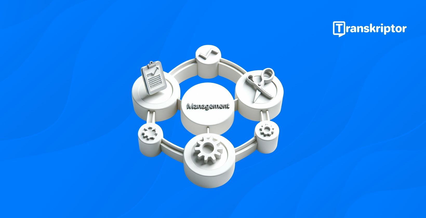 五个相互关联的工具象征着为律师提供有效法律记录管理的最佳技术。