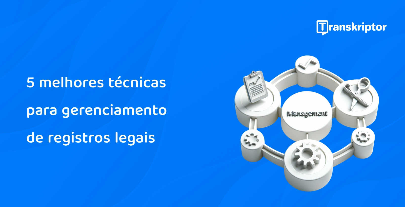 Cinco ferramentas interligadas simbolizando as melhores técnicas para uma gestão eficiente de registros jurídicos para advogados.