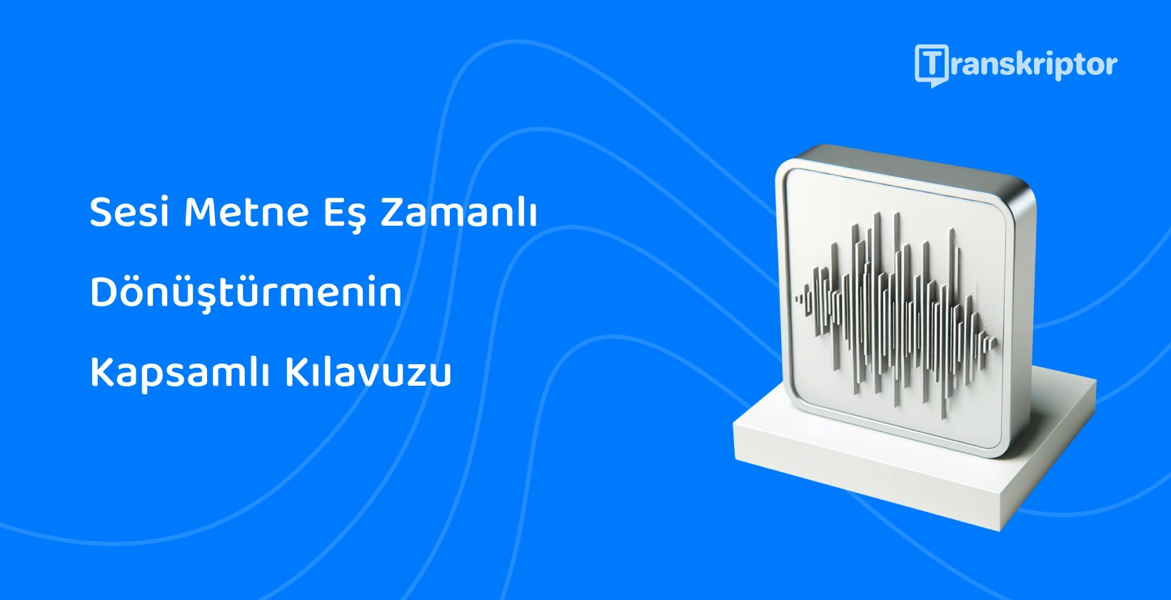 Bir monitörde ses dalgalarının çizimi, kılavuzda ayrıntılı olarak açıklandığı gibi canlı ses transkripsiyon sürecini temsil eder.