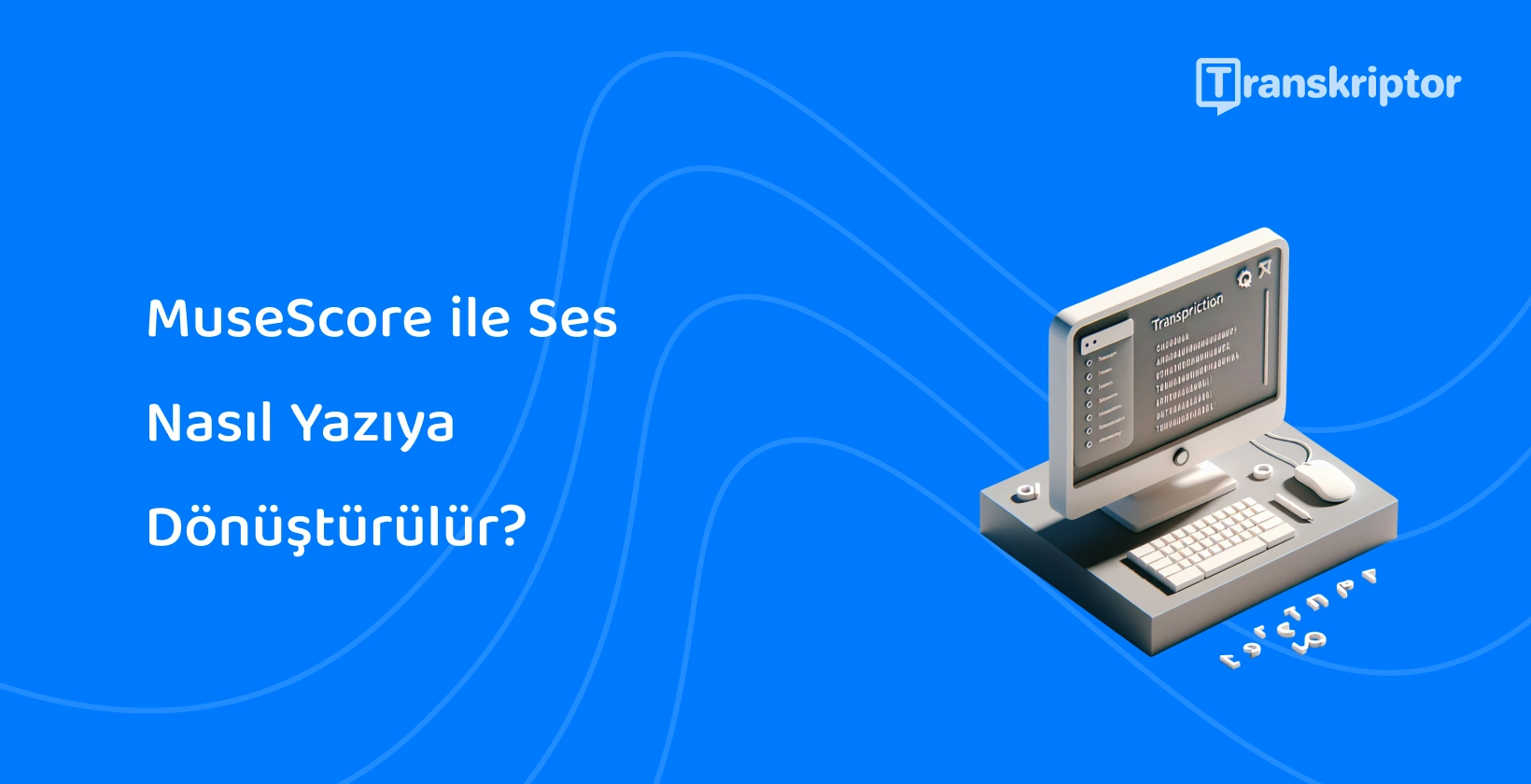 Masaüstünde MuseScore ses transkripsiyon yazılımının basit bir tasviri.