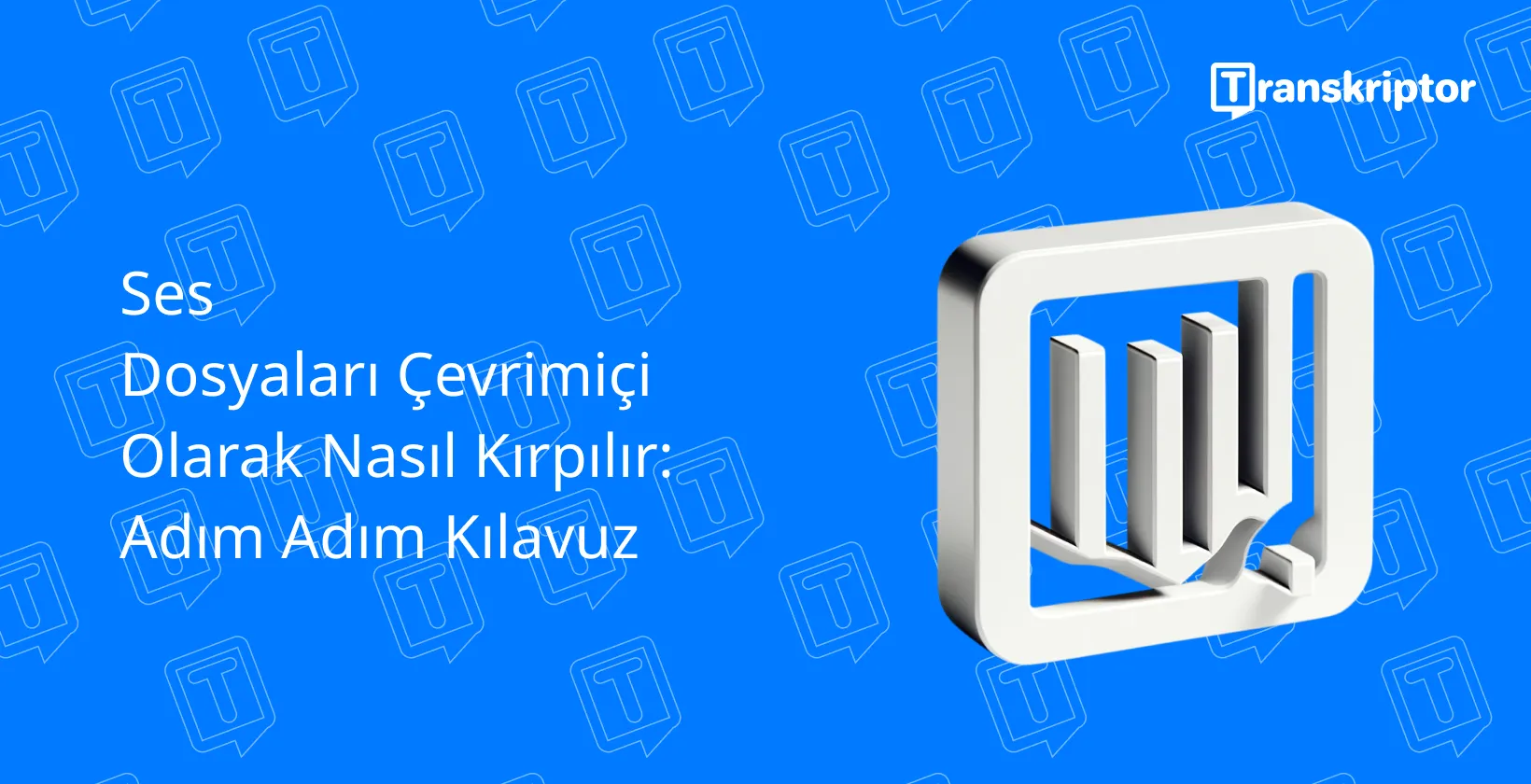 Soyut kitap şekillerine sahip bir logo içeren çevrimiçi ses dosyalarını kırpmaya yönelik dijital bir kılavuz.