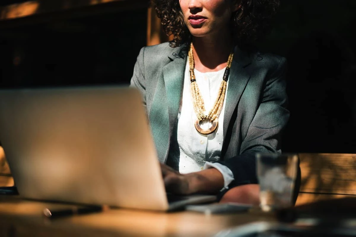 a woman working on a computer