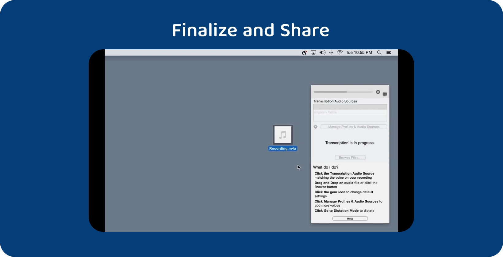 DragonPad's interface is set for voice dictation, showcasing an active session for speech to text conversion.