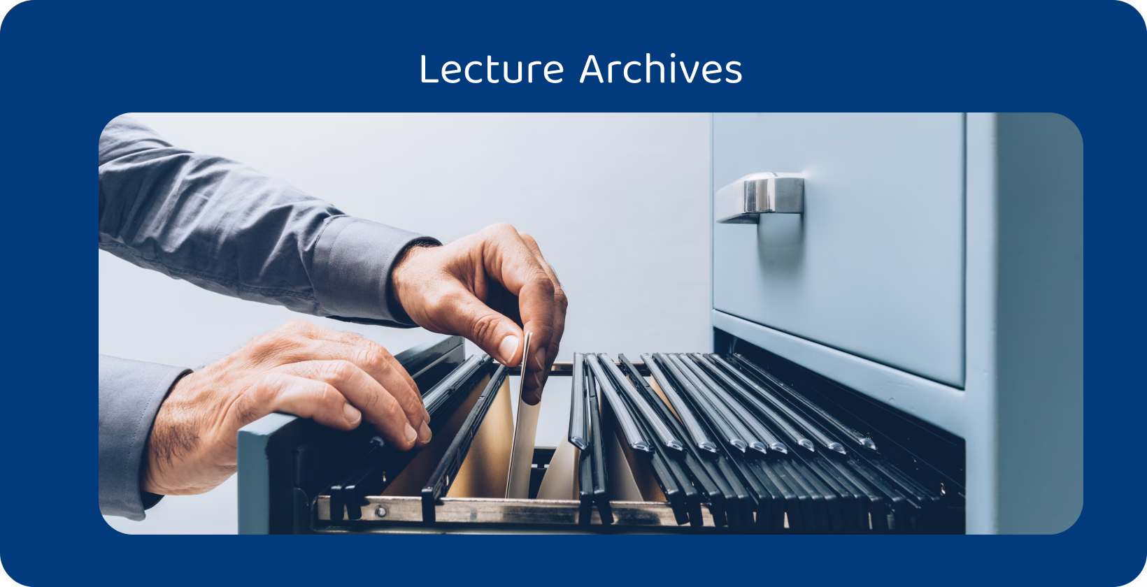 Lecture archives enhance study habits showing a person searching through files, improving educational efficiency.