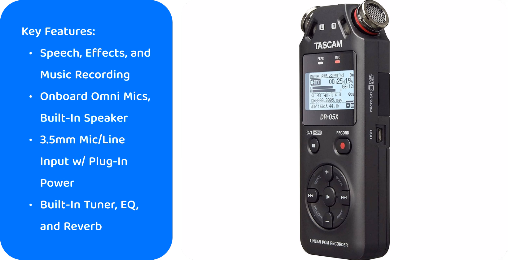 Dictation equipment showcasing an advanced portable audio recorder with built-in microphones for clear voice capture.