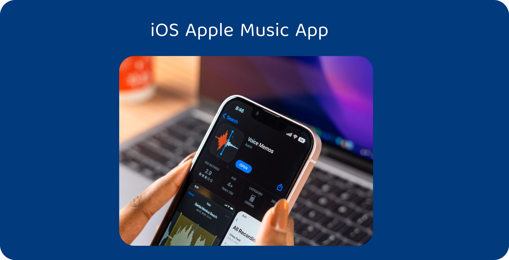 Hangjegyzet konvertálása MP3 formátumba okostelefonon a megjelenített iOS Hangjegyzetek alkalmazással, amely készen áll az audiofájlok kezelésére.