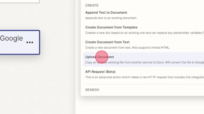 A screenshot showing how to choose "upload file"