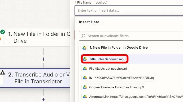 A screenshot showing how to pick the title