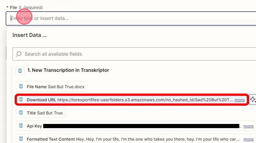 A screenshot showing how to select the folder that you want to export your transcriptions to