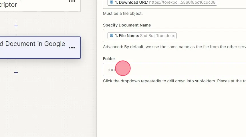 A screenshot showing how to select the title field