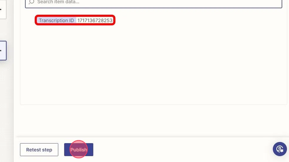 A screenshot showing how to finalize the Zap